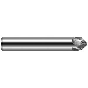 HARVEY TOOL Chamfer Mill: 1/4" Dia, 1/4" Shank Dia, 100 deg, 3 Flute, Solid Carbide, Single End 875016