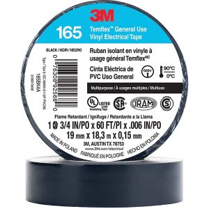 3M Electrical Tape: 3/4" Wide, 60' Long, 6 mil Thick, Black 7100169254