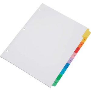 ABILITYONE Tabs, Indexes & Dividers; Color: White ; Tab Titles: 1-10 ; Number Of Tabs: 10 ; UNSPSC Code: 44122018 7530013683489