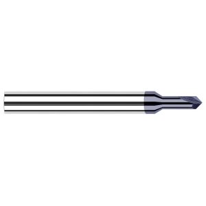 HARVEY TOOL Chamfer Mill: 1/32" Dia, 1/8" Shank Dia, 90 deg, 2 Flute, Solid Carbide, Single End 994845-C3