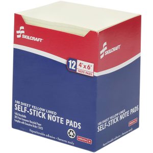 ABILITYONE Self-Stick Note: 100 Sheets, 4 x 6" Sheet 7530012733755