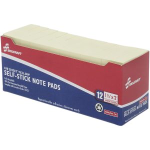 ABILITYONE Self-Stick Note: 100 Sheets, 1-1/2 x 2" Sheet, Unruled 7530011167866