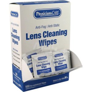 FIRST AID ONLY Eyewear Cleaning Wipes: Pre-Moistened, Paper, Use with Glasses 91295