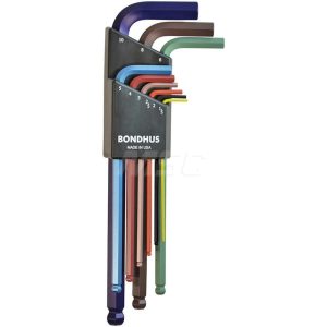 BONDHUS Hex Key Sets; Tool Type: Ball End L-Wrench Set ; Handle Type: L-Wrench ; Measurement Type: Metric ; Hex Size Range (mm): 1.5 - 10 ; Container Type: Case ; Overall Length (Inch): 9.375 69499