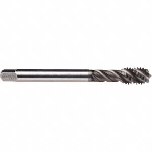 EMUGE Spiral Flute Tap: 1-1/4-7 UNC, 5 Flutes, Modified Bottoming, 2B Class of Fit, Cobalt, GLT-1 Coated CU50C400.5020