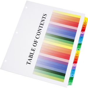 ABILITYONE Tabs, Indexes & Dividers; Divider Type: Tab Divider ; Color: Assorted ; Divider Color: Assorted ; Tab Titles: A-Z ; Tab Color: Assorted ; Number Of Tabs: 26 7530013683492