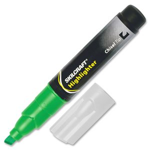 ABILITYONE Highlighter: Green, Fluorescent, Chisel Tip 7520011660682