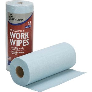 ABILITYONE SKILCRAFT Industrial Work Wipes, 1-Ply, 10.4" x 11", Blue 7920016850956