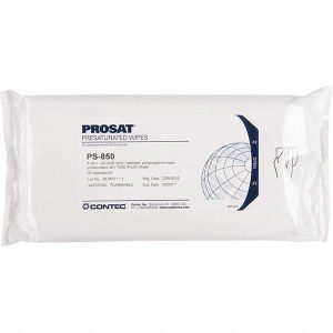 CONTEC PROFESSIONAL PROSAT® Meltblown Polypropylene Wipes, Presaturated with 70% IPA and 30% DI water, Resealable Pouch, 8" x 8", White PS-850