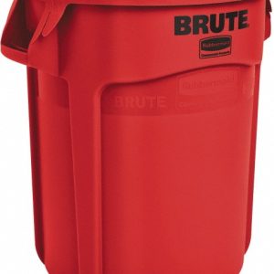 RUBBERMAID Trash Can: 20 gal, Round, Red FG262000RED