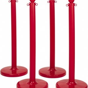 PRO-SAFE Free Standing Retractable Barrier Post: Plastic Post, Plastic Base STN-POL-RED-4D