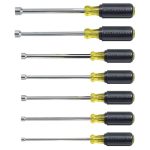 KLEIN TOOLS Nut Driver Set: 7 Pc, 3/16 to 1/2", Hollow Shaft, Cushion Grip Handle 647