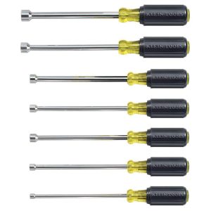 KLEIN TOOLS Nut Driver Set: 7 Pc, 3/16 to 1/2", Hollow Shaft, Cushion Grip Handle 647M