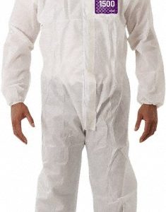 ANSELL Series 68-1500 Disposable Coveralls: Size Medium, 1.47 oz, SMS, Zipper Closure WH15-S-92-100-03