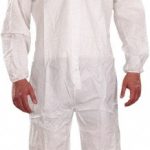 ANSELL Disposable Coveralls: Chemical & Liquid, Size X-Large, 1.5600 oz, Polyethylene, Two Way Zipper & Stormflaps Closure WH18-B-92-111-05