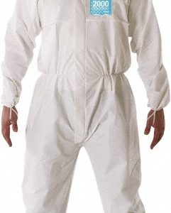 ANSELL Series 68-2000 Non-Disposable Rain & Chemical-Resistant Coverall: White, Film Laminate WH20-B-92-103-09