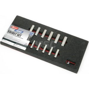 ABILITYONE Socket Set: Deep, 12 Pc, 3/8" Drive 5120014293605