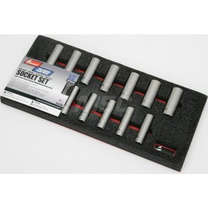 ABILITYONE Socket Set: Deep, 13 Pc, 1/2" Drive 5120014293550