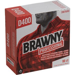 BRAWNY PROFESSIONAL D400 Disposable Cleaning Towels, Tall Box, White 20070/03