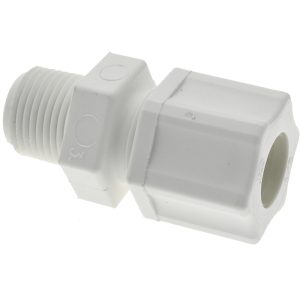 RYAN HERCO PRODUCTS CORP Compression Tube Connector: 3/4-20 & 3/8" Thread, 1/2" Tube OD, Compression x Threaded 0600.065