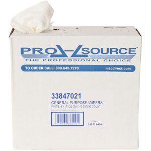 PRO-SOURCE General Purpose Wipe, Dry, Quarterfold, 9" x 17", White 86010