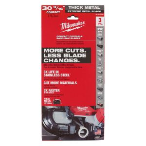 MILWAUKEE TOOL Portable Band Saw Blades; Blade Length (Feet): 2 ft 6-9/16 in ; Teeth Per Inch: 8 to 10 ; Blade Material: Bi-Metal ; Blade Width (Inch): 1/2 ; Blade Width (Decimal Inch): 0.5000 ; Blade Thickness (Decimal Inch): 0.0200 48-39-0630