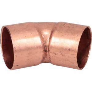 MUELLER INDUSTRIES Wrot Copper Pipe 45 &deg; Elbow: 1-1/2" Fitting, C x C, Solder Joint W 03055