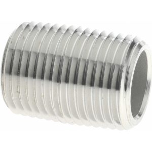 MERIT BRASS Stainless Steel Pipe Nipple: 1/2" Pipe, Grade 316 & 316L 6508-001