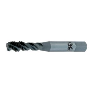 OSG Spiral Flute Tap: M6x1.00 Metric Coarse, 3 Flutes, Modified Bottoming, 6H Class of Fit, Vanadium High Speed Steel, TIN Coated 1756005