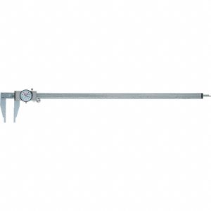 SPI Dial Caliper: 24", 0.001000" Graduation, 0.1" per Revolution, 0.0020" Accuracy, Calibrated, Stainless Steel Jaws CMS160725024