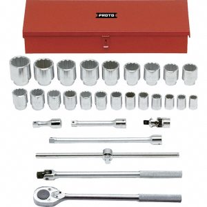 PROTO Socket Set: Standard, 29 Pc, 3/4" Drive, 7/8 to 2-3/8" J55104A