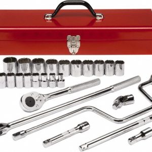 PROTO Socket Set: Standard, 26 Pc, 1/2" Drive, 3/8 to 1-1/4" J54124A