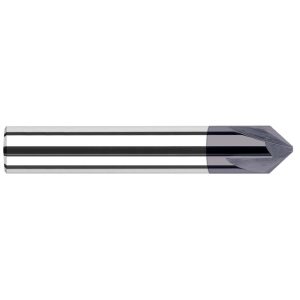 HARVEY TOOL Chamfer Mill: 3/16" Dia, 3/16" Shank Dia, 90 deg, 4 Flute, Solid Carbide, Single End 809745-C3