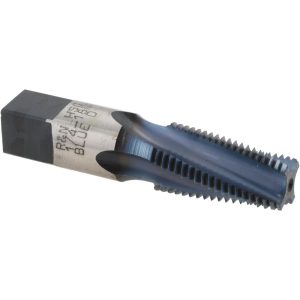 REIFF & NESTOR 1/4-18 NPT, 15&deg; Helix, 4 Flutes, Blue Diamond Finish, High Speed Steel, Spiral Flute Pipe Tap 99589
