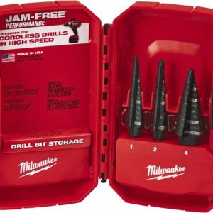 MILWAUKEE TOOL Drill Bit Set: Step Drill Bits, 3 Pc, 0.1250" to 0.8750" Drill Bit Size, 135 deg, High-Speed Steel 48-89-9221