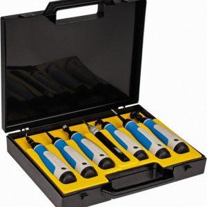 NOGA Hand Deburring Tool Set: 7 Pc, Deburring & Sheetmetal & Chamfering & Scraping & Deburring Keyways & High Speed Steel SP7700