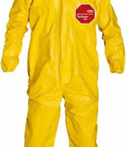 DUPONT Disposable Coveralls: Chemical, Splash & Bloodborne Pathogen Protection, Size X-Large, 2.5000 oz, Tychem 2000, Zipper & Stormflaps Closure QC122TYLXL000400