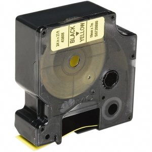 ABILITYONE Label Maker Label: Black on Yellow, 1/2" OAW 7510016576745