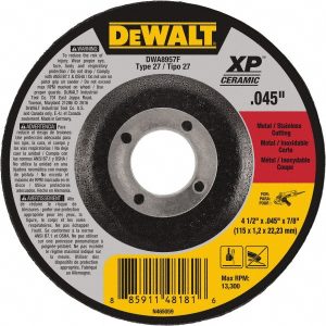 DEWALT Depressed Grinding Wheel: Type 27, 4-1/2" Dia, 7/8" Hole, Ceramic DWA8957F