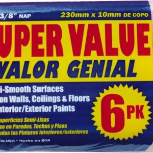 PREMIER PAINT ROLLER General Purpose Paint Roller Cover: 3/8" Nap, 9" Wide 6PK38