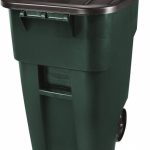 RUBBERMAID Rollout Trash Can: 50 gal, Square, Green 1829411