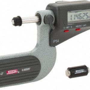 SPI Electronic Outside Micrometer: 2" Max, Carbide-Tipped Face, IP54 MS170309050