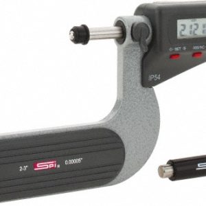 SPI Electronic Outside Micrometer: 3" Max, Carbide-Tipped Face, IP54 MS170309049