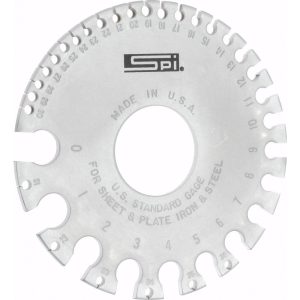 SPI Wire & Sheet Metal Gages; Material: Steel ; Overall Thickness: 0.13in ; Overall Diameter: 3.25in ; For Use On: Steel ; For Use With: Non-Ferrous Metals ; UNSPSC Code: 41111600 30-190-3