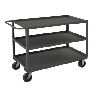 DURHAM Heavy-Duty Service Utility Cart: 48" Long, 24" Wide, Steel, 3000 lb Capacity, Gray RSC-2448-3-3K-95