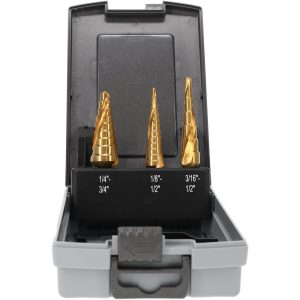 HERTEL Drill Bit Set: Step Drill Bits, 3 Pc, 118 deg, High-Speed Steel SDD43275015