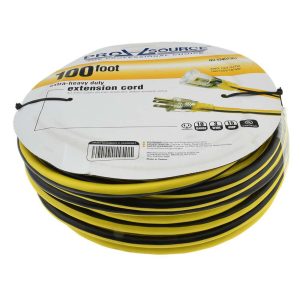 PRO-SOURCE 100', 10/3 Gauge/Conductors, Yellow/Black Outdoor Extension Cord PS-AZB0010