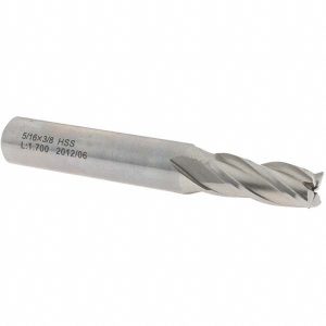 VALUE COLLECTION Square End Mill: 5/16" Dia, 3/4" LOC, 4 Flute, High Speed Steel 27603