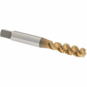 OSG Spiral Flute Tap: M8x1.25, Metric Coarse, 3 Flute, Plug Chamfer, 6H Class of Fit, High-Speed Steel, TiN Finish 1986305