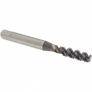 OSG Spiral Flute Tap: M6x1, Metric Coarse, 3 Flute, Bottoming Chamfer, 6H Class of Fit, High-Speed Steel, TiCN Finish 1986108
